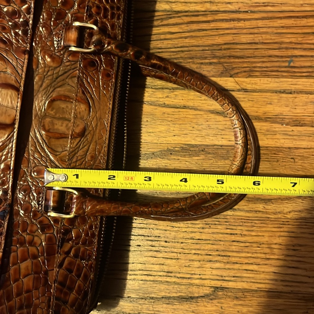 Vintage Brahmin crocodile embossed leather handbag shoulder bag small satchel - Picture 15 of 16